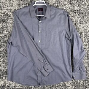 Untuckit Long Sleeve Button Shirt Mens XXL Wrinkle Free‎ Cotton Blue Houndstooth